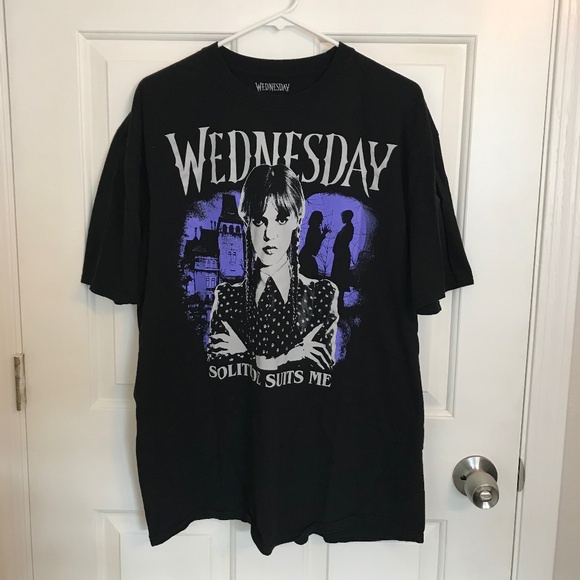 Halloween Netflix Wednesday Graphic Short Sleeve Cotton T-Shirt Plus Size 2XL - Picture 3 of 6